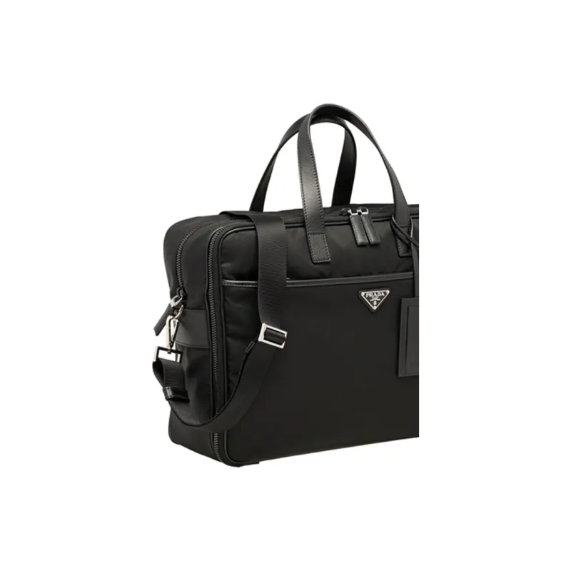 PRADA Nylon And Leather Briefcase Laptop Bag One Shoulder Handbag Crossbody Bag Men's Black-4