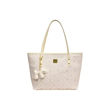 JANE KLAIN Synthetic Leather, Textile Mosaic Tote Bag, Shopping Bag, Shoulder Bag Women's Ecru/Pink/Blue