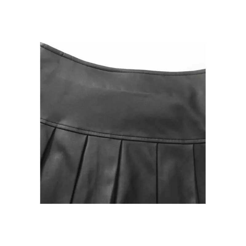 GIMING Leather Short Skirts Women's Black-2