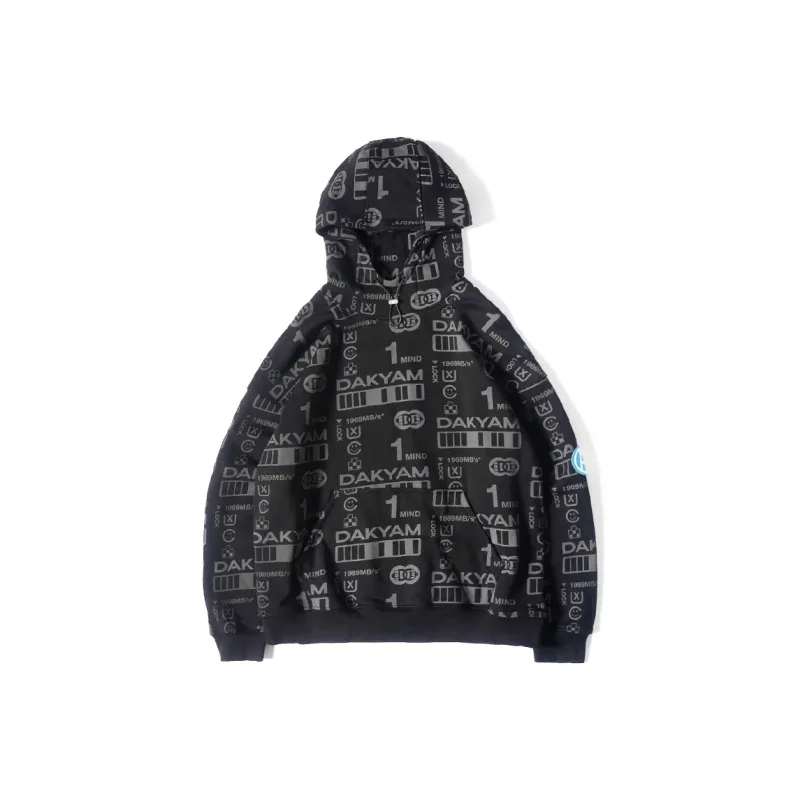 DAKYAM Hooded Loose Fit Sweatshirt Unisex Black-0