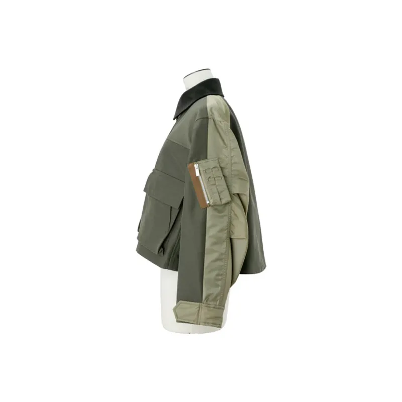 Sacai Grosgrain Nylon Twill Blouson 'Khaki/Beige'-2