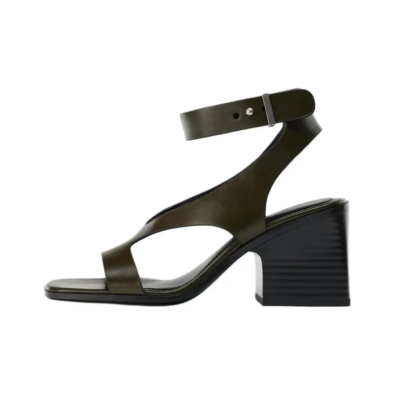 ZARA One Strap Sandals 7.5cm Women's Green-0