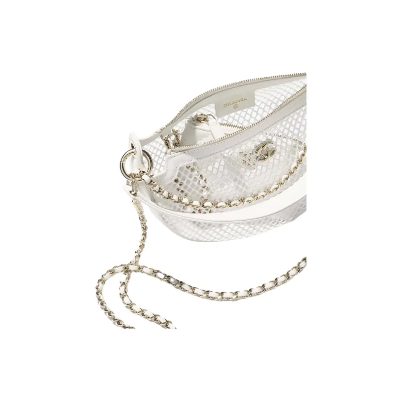 CHANEL Fishnet & Bright Lambskin & Gold Metal Handbag, Shoulder Bag Women's White-3