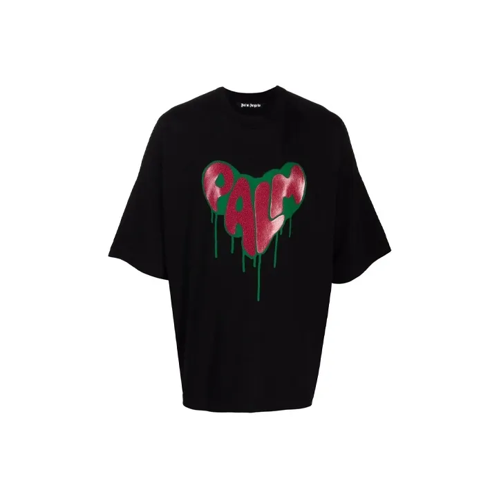 PALM ANGELS Spray Heart Loose T shirt-0