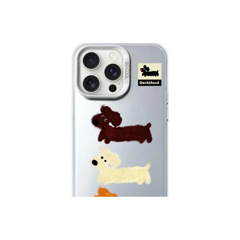 Sopi Acrylic Material Colorful Silver Case Puppy Phone Cases Compatible With IPhone 16/15 Pro Max/Apple 13/14 Pro/Max-1