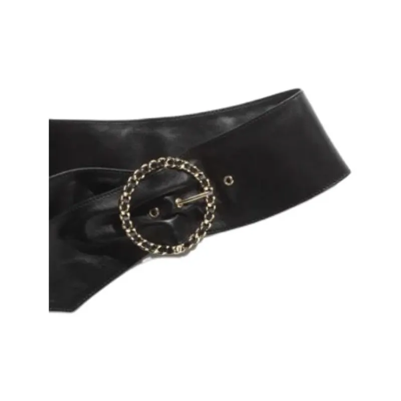 CHANEL Lambskin Leather Belts Women's Black -1
