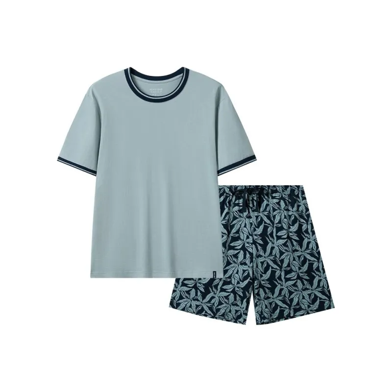 Shuya Pajama Set Men's Gray Green-0
