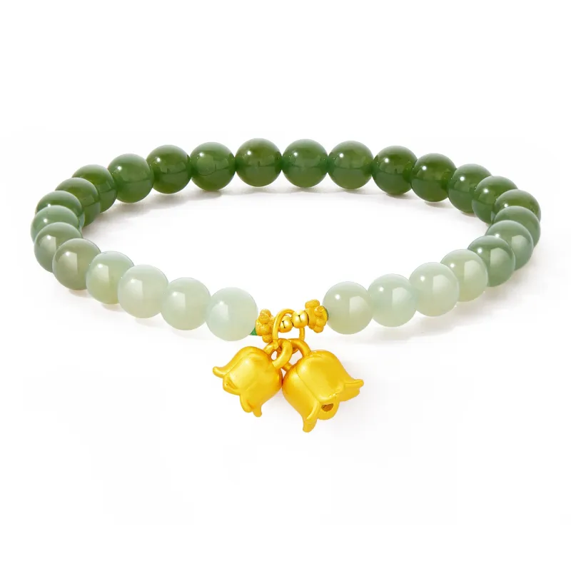 Branded Jewelry Hetian Jade Bracelets Pale Greenish White Jade Women's-0