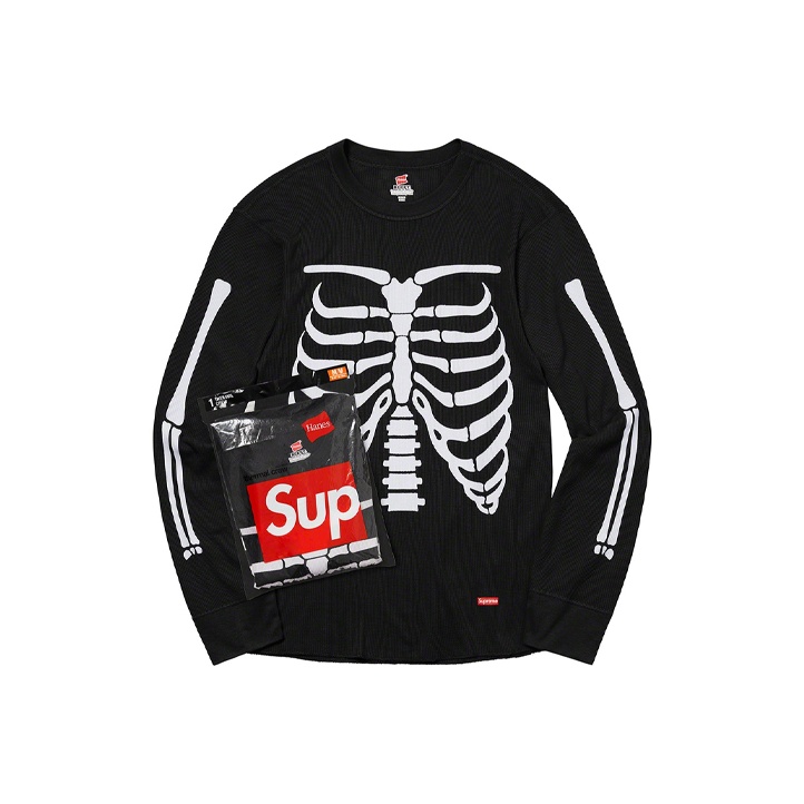 Supreme Hanes Bones Thermal Crew 1 Pack Black M - POIZON