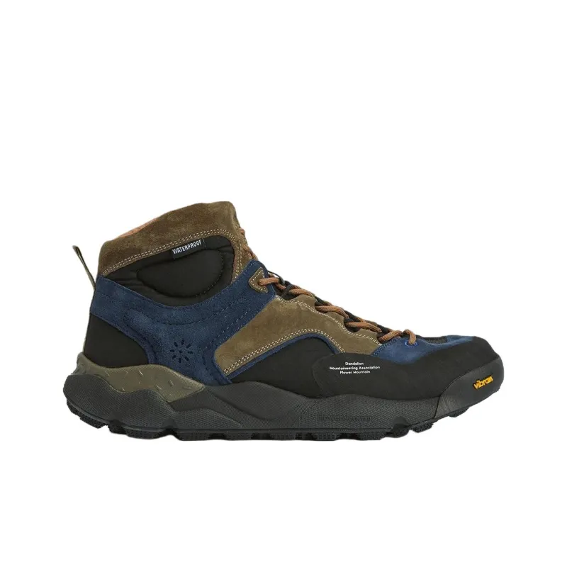 FLOWER MOUNTAIN x BARBOUR Back Country Uni Mid Top Casual Shoes Unisex Marine Blue-1