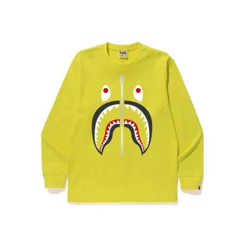A BATHING APE Applique Metal Zip Shark Crewneck