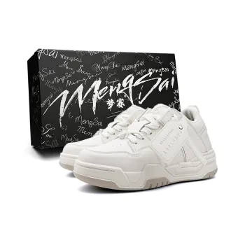 Mengsai Coverage Cushioning Abrasion Resistant Low Top Skateboard Shoes Unisex Cream White