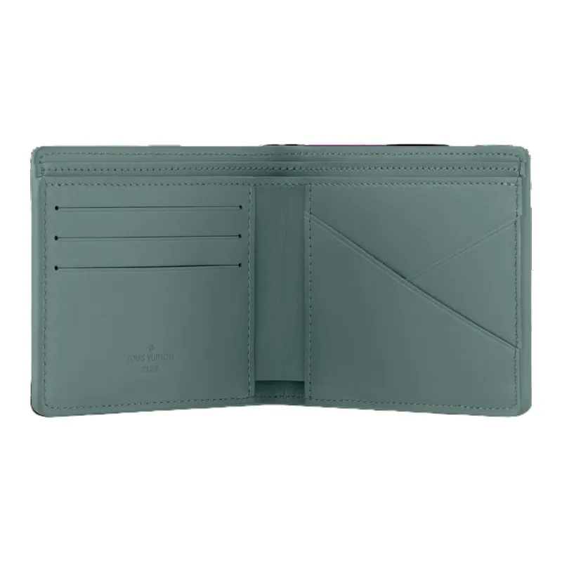 LOUIS VUITTON Cow Leather Wallet Women's Green-3