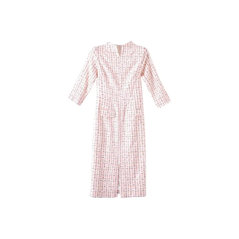 Late White Long Sleeved Dresses Women's Multicolor-1