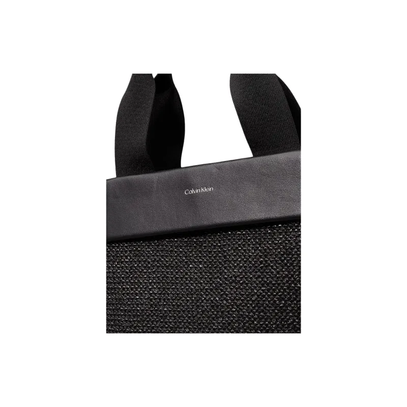 CALVIN KLEIN Raffia Tote One Shoulder Handbag Small Size Unisex Black-3