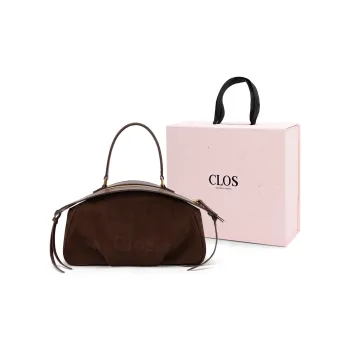 Clos Top Grain Cow Leather Shoulder Bag Crossbody Bag Handbag Medium Size Women's Matte Brown/Matte Brown/Matte Red