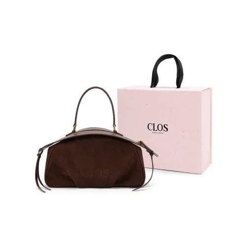 Clos Top Grain Cow Leather Shoulder Bag Crossbody Bag Handbag Medium Size Women's Matte Brown/Matte Brown/Matte Red