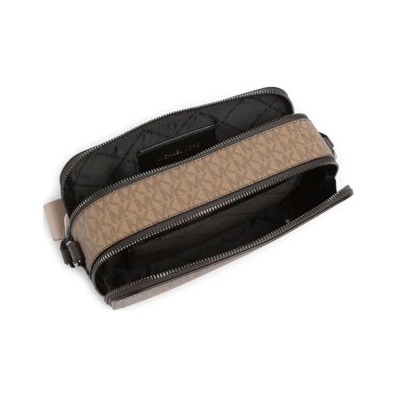 MICHAEL KORS Hudson Coated Canvas Crossbody Bag, Shoulder Bag Men's Black & Brown-3