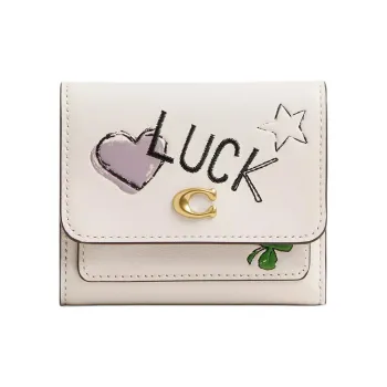 COACH Mira Delicate Calfskin Wallet Small Size Women's Brass & Chalk Multicolor