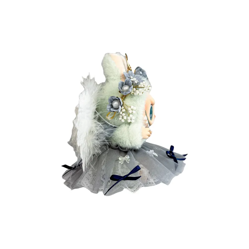 [Modified Doll] POP MART THEMONSTERS Plush Feather Dream Stardust Hang Tag Box Labubu Vinyl, Sitting Party Height 15cm-2