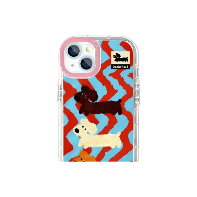Sopi Acrylic Material Airbag Tulle Stripes Puppy Phone Cases Compatible With IPhone 16/15 Pro Max/Apple 13/14 Pro/Max-1