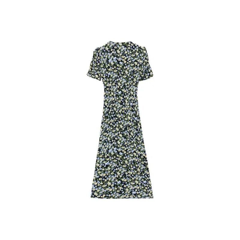 Fashion Versatile Dress Women's Multicolor Floral Design-1