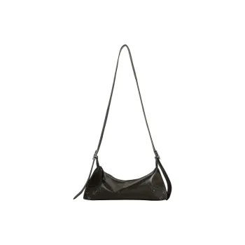 Kikawa Card PU Shoulder Bag Medium Size Women's Dark Olive Green/Red Brown