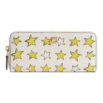 COACH Essential Leather Wallet Small Size Women's White & Yellow