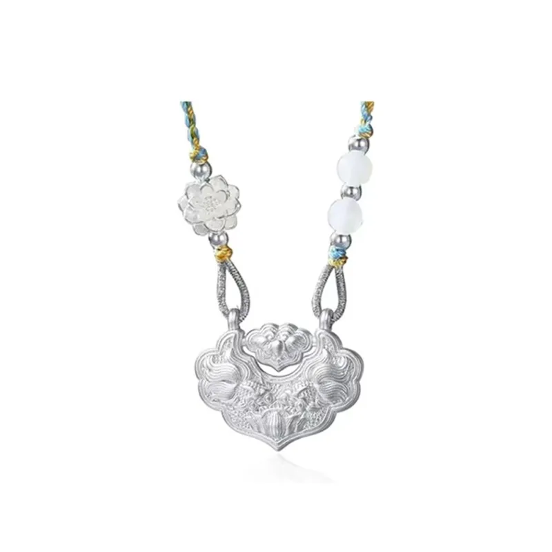 CHINA GOLD S999 Fine Silver Sterling Silver Necklaces Unisex-0