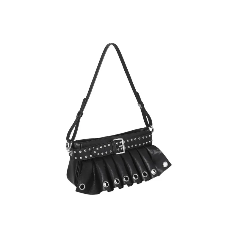 Kikawa Card Synthetic Leather Shoulder Bag, Crossbody Bag Medium Size Women's Black/Grape Purple-1