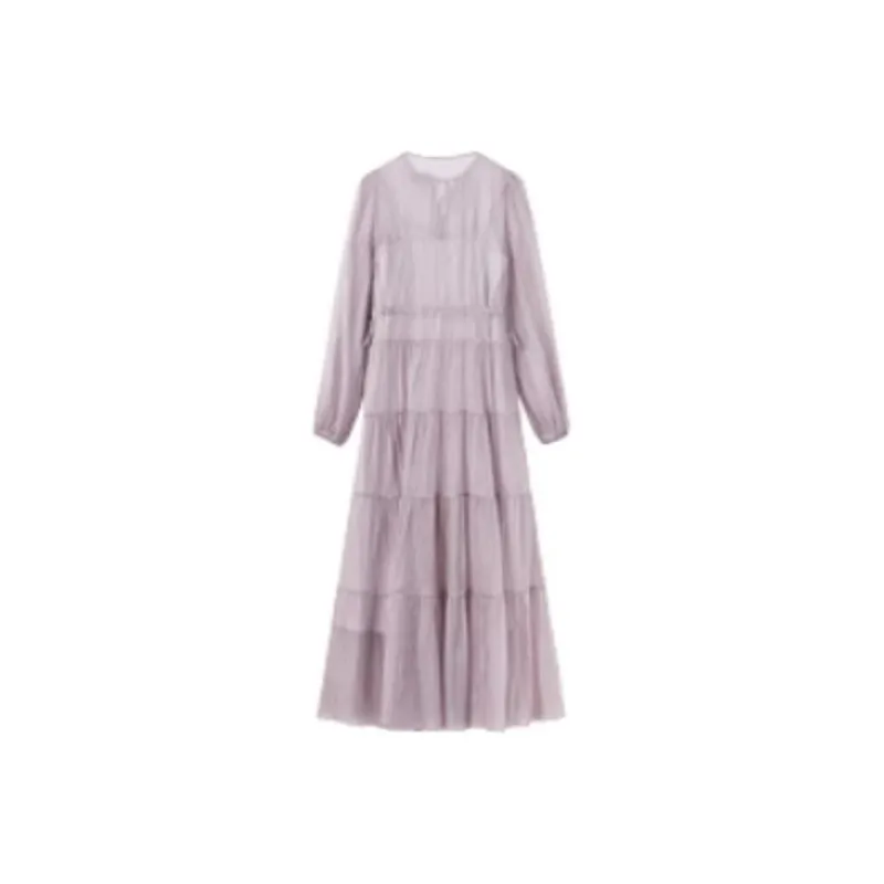 COCOON Long Sleeved Dress Women's Gray Purple-1