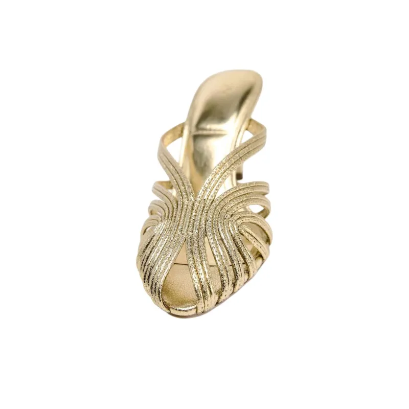 ZARA Wrap toe Slippers Women's Gold-2