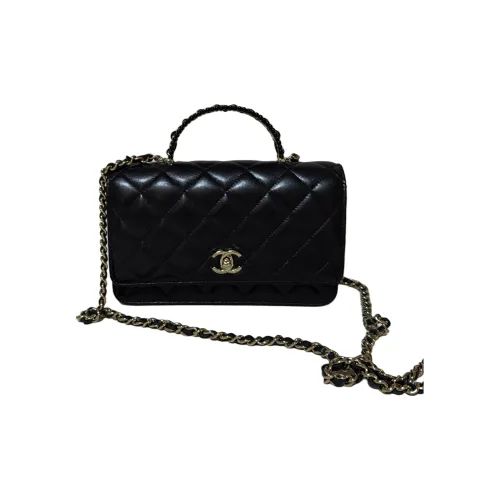 CHANEL Sheepskin Shoulder Bag Crossbody Bag Handbag Women's Black