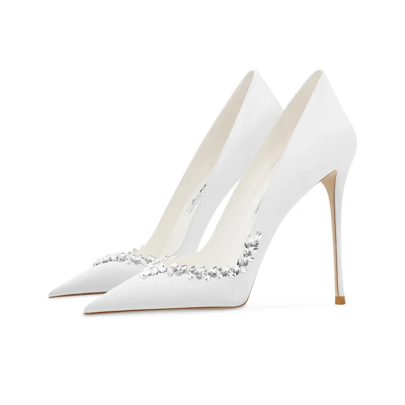 Ganxiaojie Slim Heel High Heels Women's White-2