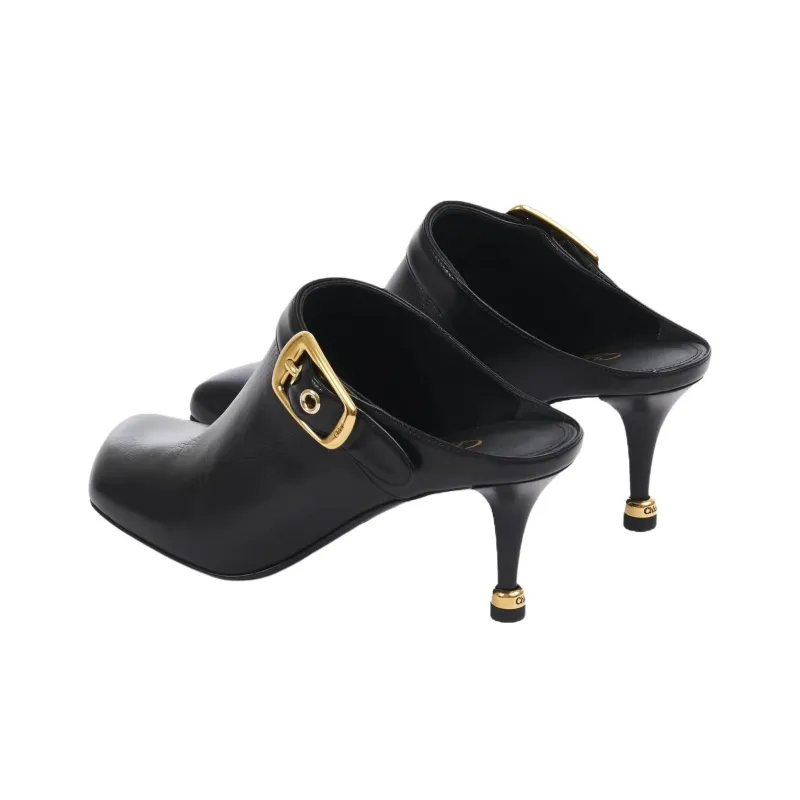 Chloe Closed Toe Slippers 7cm Women's Black-3