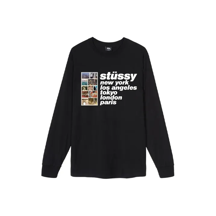 Stussy Italic Collage Long Sleeve Tee-0