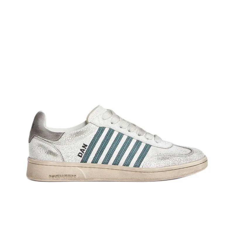 DSQUARED 2 BOXER Low Top Skateboard Shoes Men's White Green-1