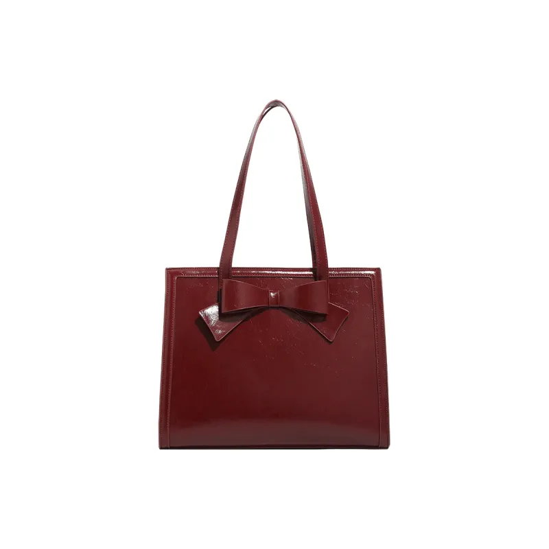 H YXIANG Microfiber Synthetic Leather Tote Bag Shoulder Bag Women's Burgundy-0