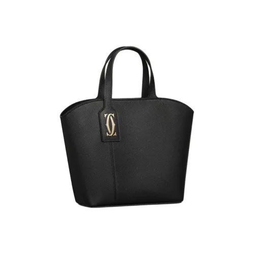 CARTIER Calfskin Tote Bag Shopping Bag Shoulder Bag Crossbody Bag Handbag Mini Women's Black