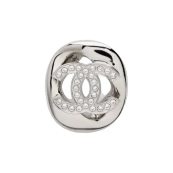 CHANEL Crystal Brooches Unisex Silver
