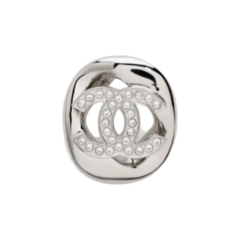 CHANEL Crystal Brooches Unisex Silver-0