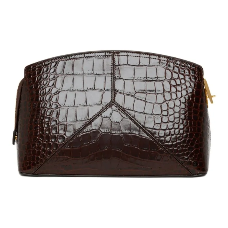 Victoria Beckham Calfskin Clutch Women's Dark Brown-3