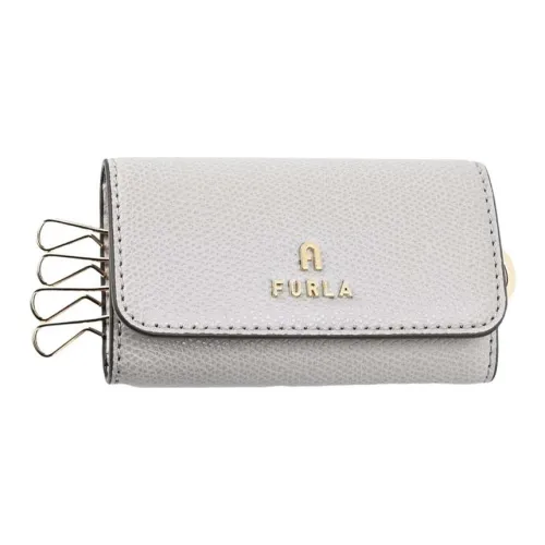 Furla Leather Key Pouch Women's Light Gray