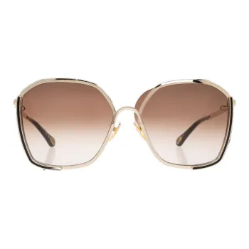 Chloe Metal Irregular Shape Sunglasses Women's Gold