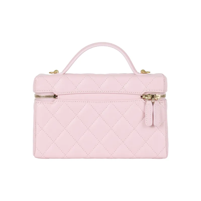CHANEL Litchi Grain Cow Leather Shoulder Bag Crossbody Bag Handbag Women's Pink-2
