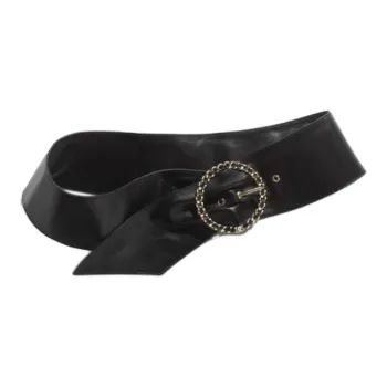CHANEL Lambskin Leather Belts Women's Black 