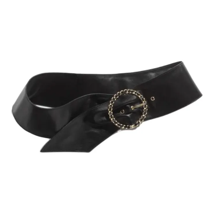 CHANEL Lambskin Leather Belts Women's Black -0