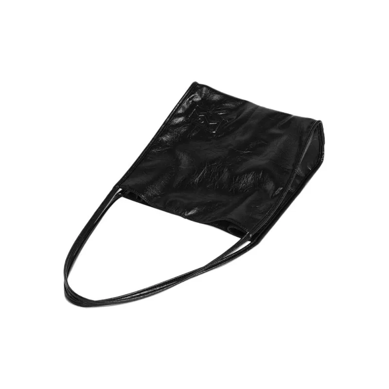 Kikawa Card PU Tote Bag, Shopping Bag, Shoulder Bag Medium Size Women's Black-5