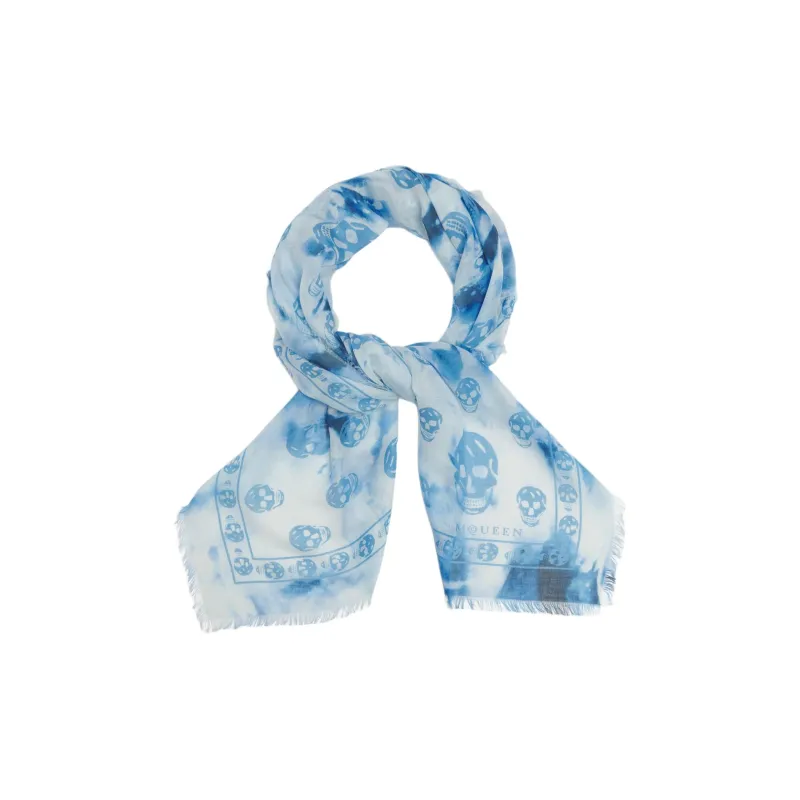 Alexander McQueen Skull Printed Frayed Edge Scarf-1