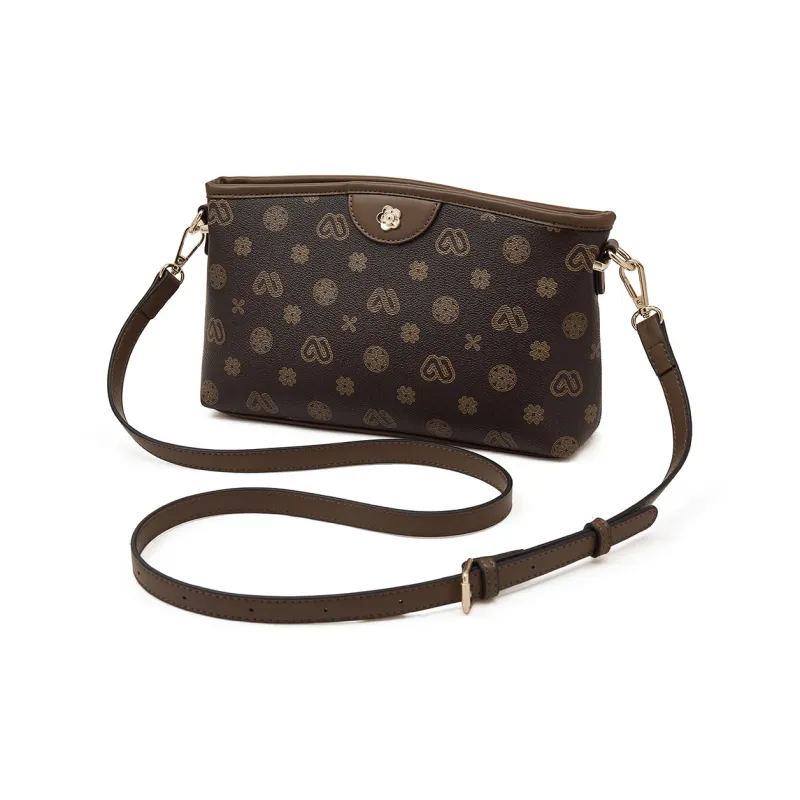 Old Man's Head Synthetic Leather Crossbody Bag Regular Women's Coffee/White-3